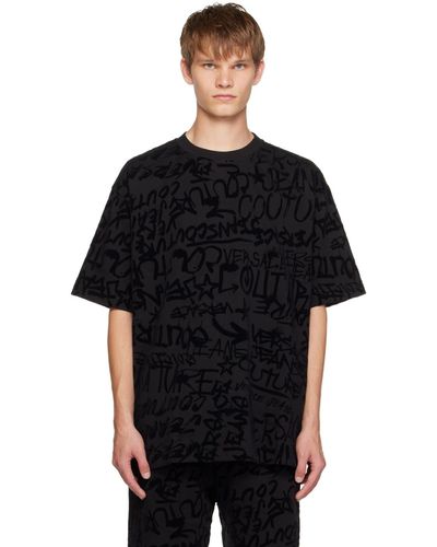 Versace T-shirt noir à motif graffiti