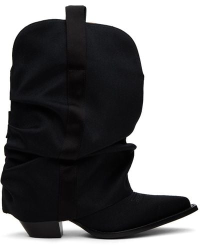 R13 Chunky Sleeve Cowboy Boots - Black