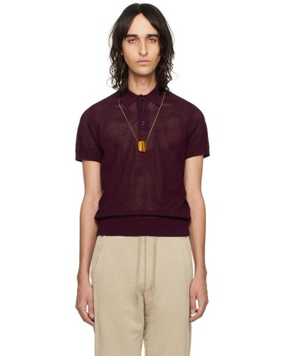 Dries Van Noten パープル スプレッドカラー ニットポロシャツ