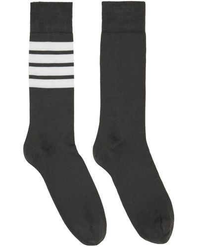 Thom Browne Thom E 4-bar Mid-calf Socks - Black