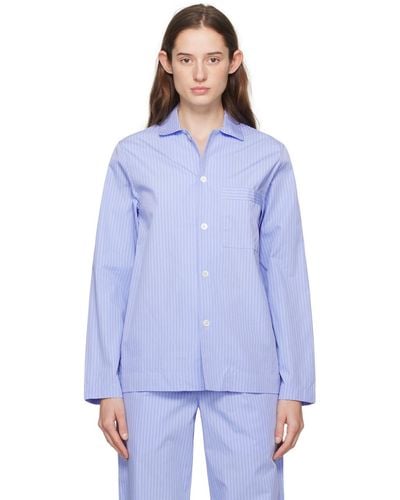 Tekla Long Sleeve Pyjama Shirt - Blue