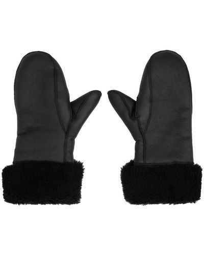 Yves Salomon Black Curly Mittens