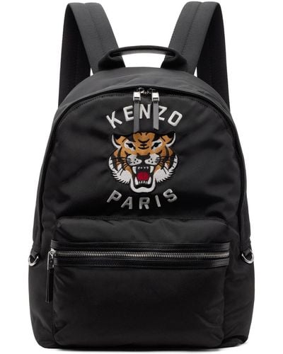 KENZO Sac à dos noir à image de tigre et à logo