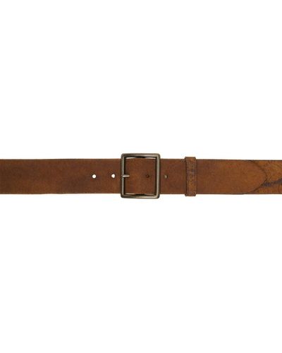 RRL Tan Distressed Leather Belt - Multicolor