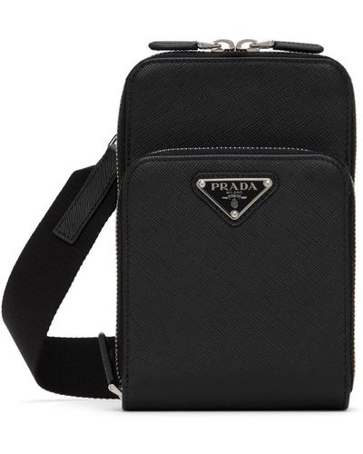 Prada Saffiano Leather Smartphone Pouch - Black