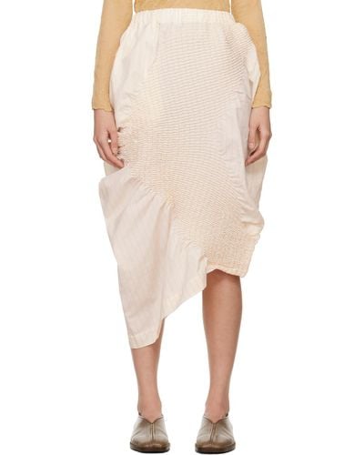 Issey Miyake Off-white Contraction Midi Skirt - Natural