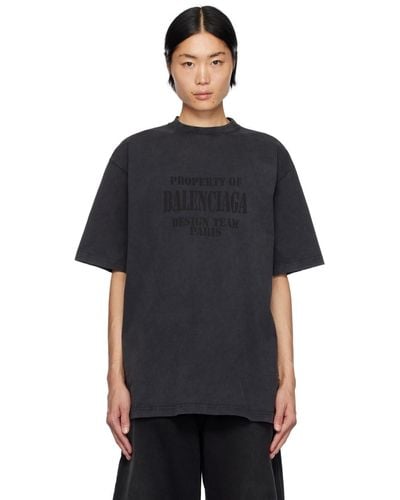 Balenciaga グレー プリントtシャツ - ブラック