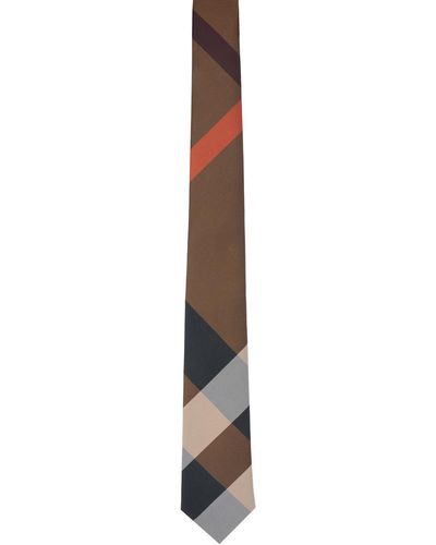 Burberry Brown exaggerated Check Tie - Black