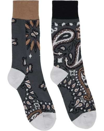 Sacai Grey Bandana Socks - Black