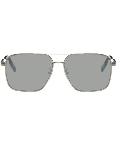 Zegna Silver Aviator Sunglasses - Black