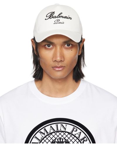 Balmain Broidered Logo Baseball Cap - Blanc