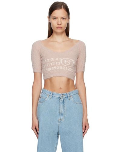 MM6 by Maison Martin Margiela Pink Off-the-shoulder Sweater - Blue