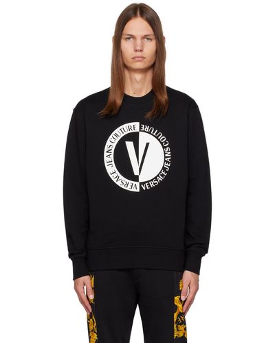 Versace レターvエンブレム スウェットシャツ - ブラック