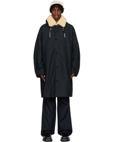 Jil Sander Navy Hooded Coat - Black