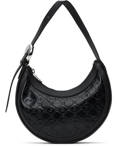 Marine Serre Embossed Leather Mini Eclips Bag - Black