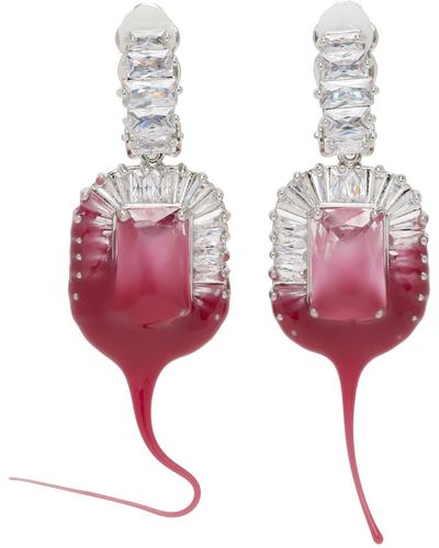 OTTOLINGER Boucles d'oreilles dip roses à ornements en verre taillé - Rouge