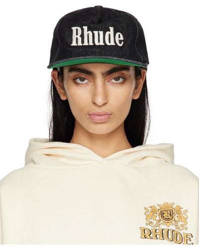 Rhude ロゴ デニム キャップ - ブラック