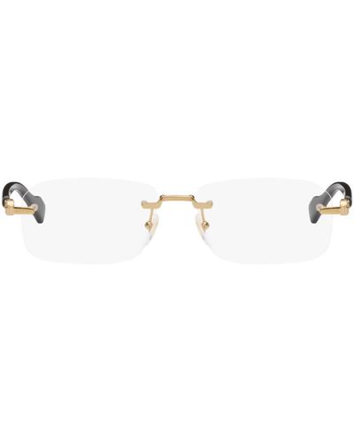 Gucci Gold & Black Rectangular Glasses
