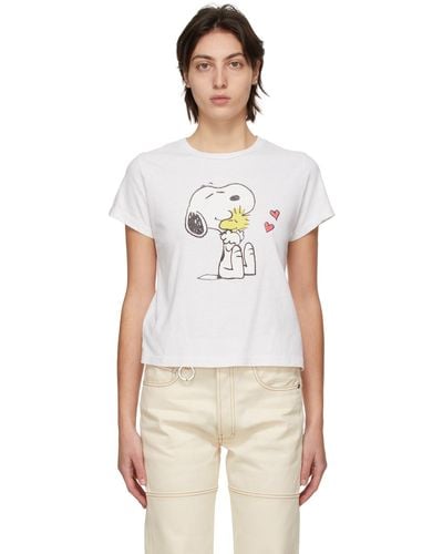 RE/DONE White Peanuts Edition Snoopy & Woodstock T-shirt