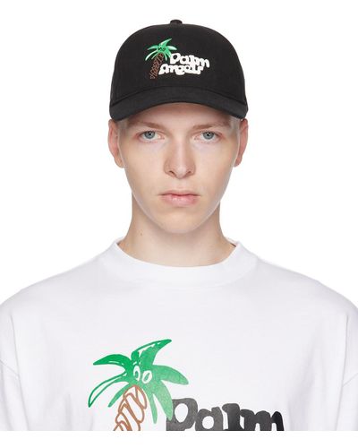 Palm Angels Casquette noire à image à logo - Vert