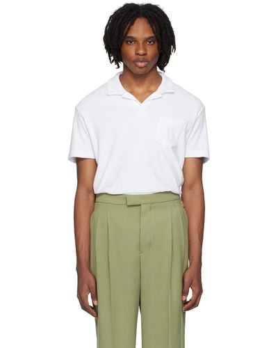 Orlebar Brown Orlebar ホワイト オープンプラケット ポロシャツ - グリーン