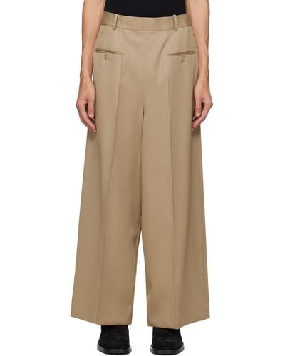 Hed Mayner Creased Trousers - Natural