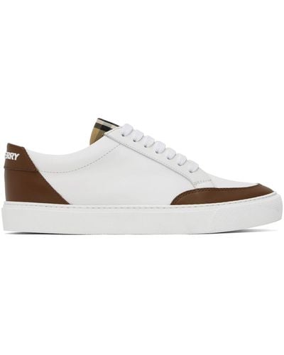 Burberry Check Leather Trainer - White