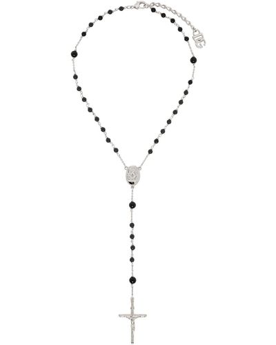 Dolce & Gabbana Rosary Cross-pendant Necklace - Black