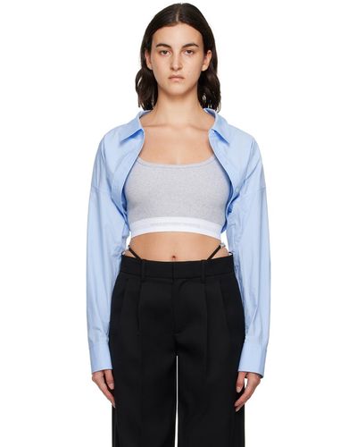 T By Alexander Wang Blue & Grey Layered Shirt - Black