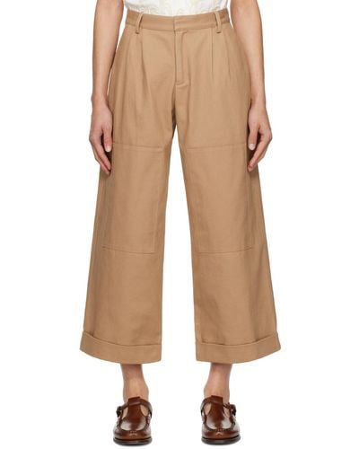 Commas Taupe Patch Trousers - Natural