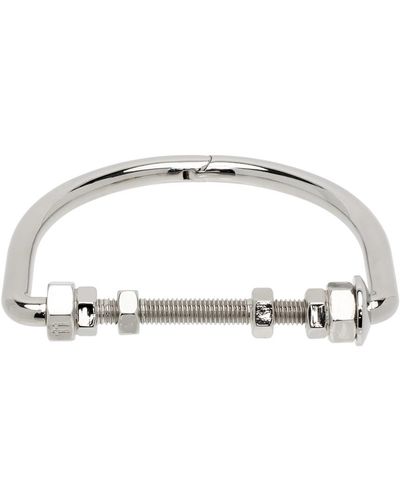 Maison Margiela Silver Bolt & Nut Bracelet - Black