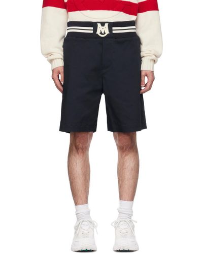 Moncler Navy Embroidered Shorts - Blue