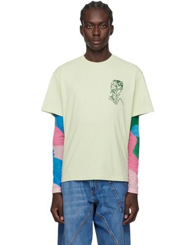 JW Anderson Green Embroidered T-shirt - Multicolor