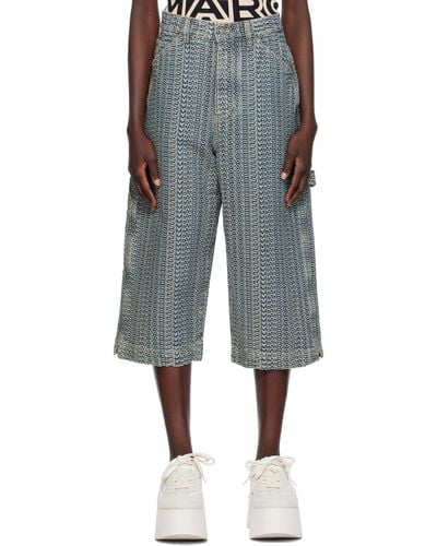 Marc Jacobs Blue 'the Washed Monogram' Denim Shorts - Black
