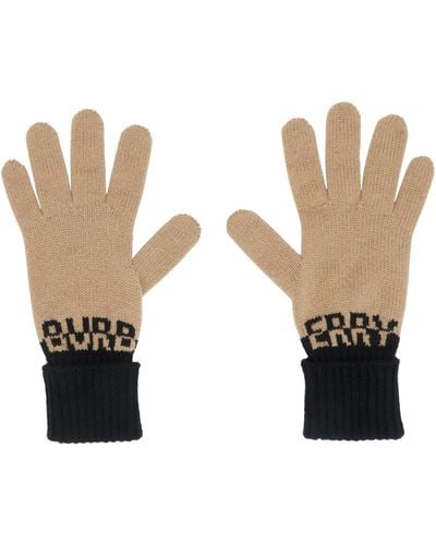 Burberry Tan Intarsia Gloves - Black