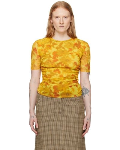 Acne Studios Yellow Ruched T-shirt - Orange