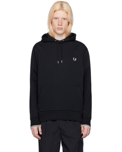 Fred Perry F perry pull à capuche noir à garnitures rayées