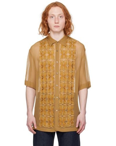 Dries Van Noten Tan Embroide Shirt - Orange