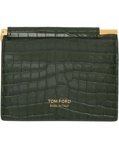 Tom Ford Porte-cartes vert gaufré façon croco