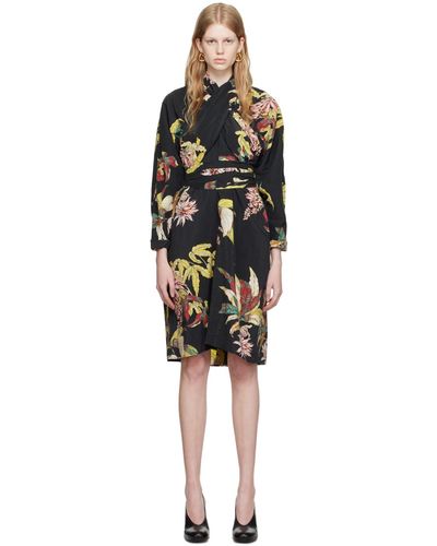 Lemaire Multicolor Knotted Midi Dress - Black