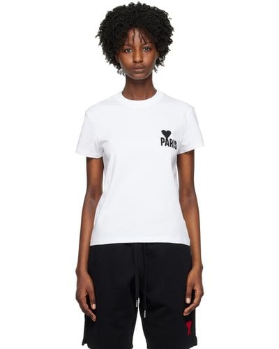 Ami Paris White Ami De Cœur T-shirt - Black