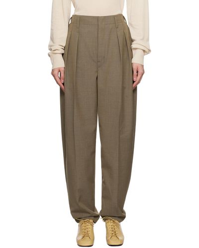 Lemaire Taupe Pleated Tapered Pants - Multicolor