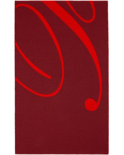 Burberry Burgundy & Red Logo Wool Silk Scarf