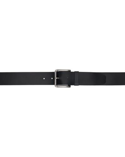 BOSS Black Leather Branded Pin Buckle Belt