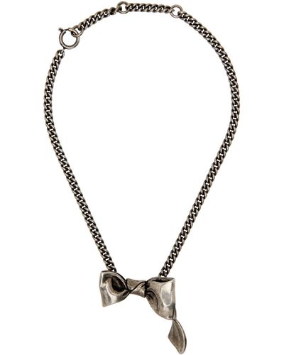 Acne Studios Silver Karen Kilimnik Edition Bow Necklace - Black