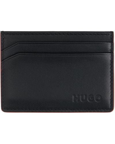 HUGO エンボスロゴ カードケース - ブラック