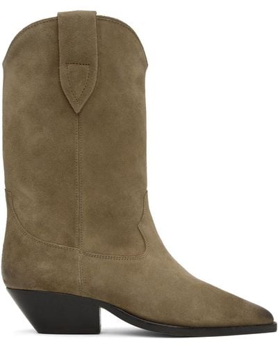 Isabel Marant Taupe Duerto Boots - Green