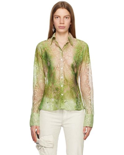 Acne Studios Green Floral Shirt