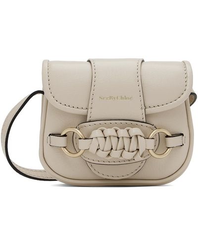 See By Chloé Beige Micro Saddie Satchel Bag - Black