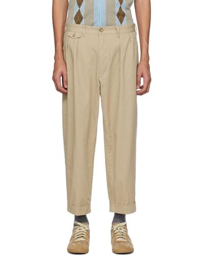 Beams Plus Pleated Trousers - Natural